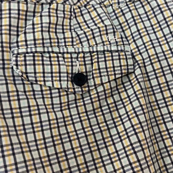 Tommy Hilfiger cuffed plaid shorts SZ 12 blue white yellow preppy summer spring - Picture 6 of 11